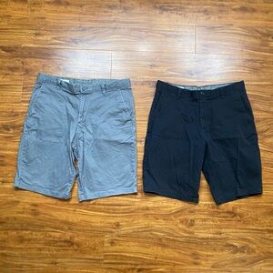 Amazon Essentials Mens Gray + Black Slim Fit Chino Shorts Size 34 Casual Coastal
